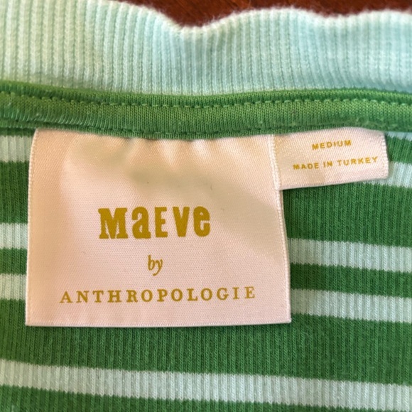 Anthropologie Lot of 2 Maeve Black Green White Striped Sweater Sweatshirt Medium - Picture 8 of 8